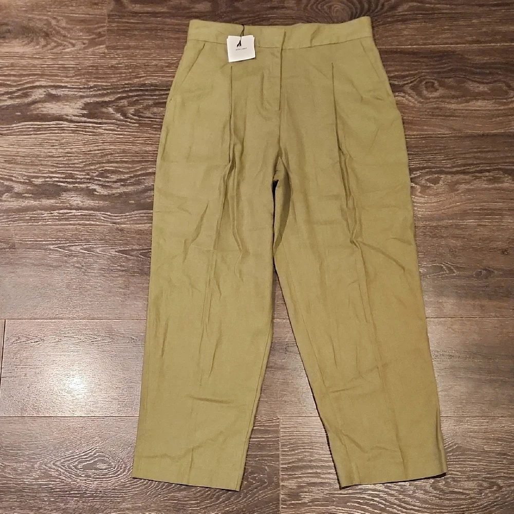❤️ NWT! ZARA HIGH RISE PLEATED TAPERED LEG LINEN BLEND PANTS / TROUSERS, SMALL